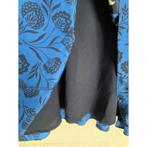 NEW Draper James Silk Midi Dress 12  Mixed Print Floral Blue - Picture 10 of 13